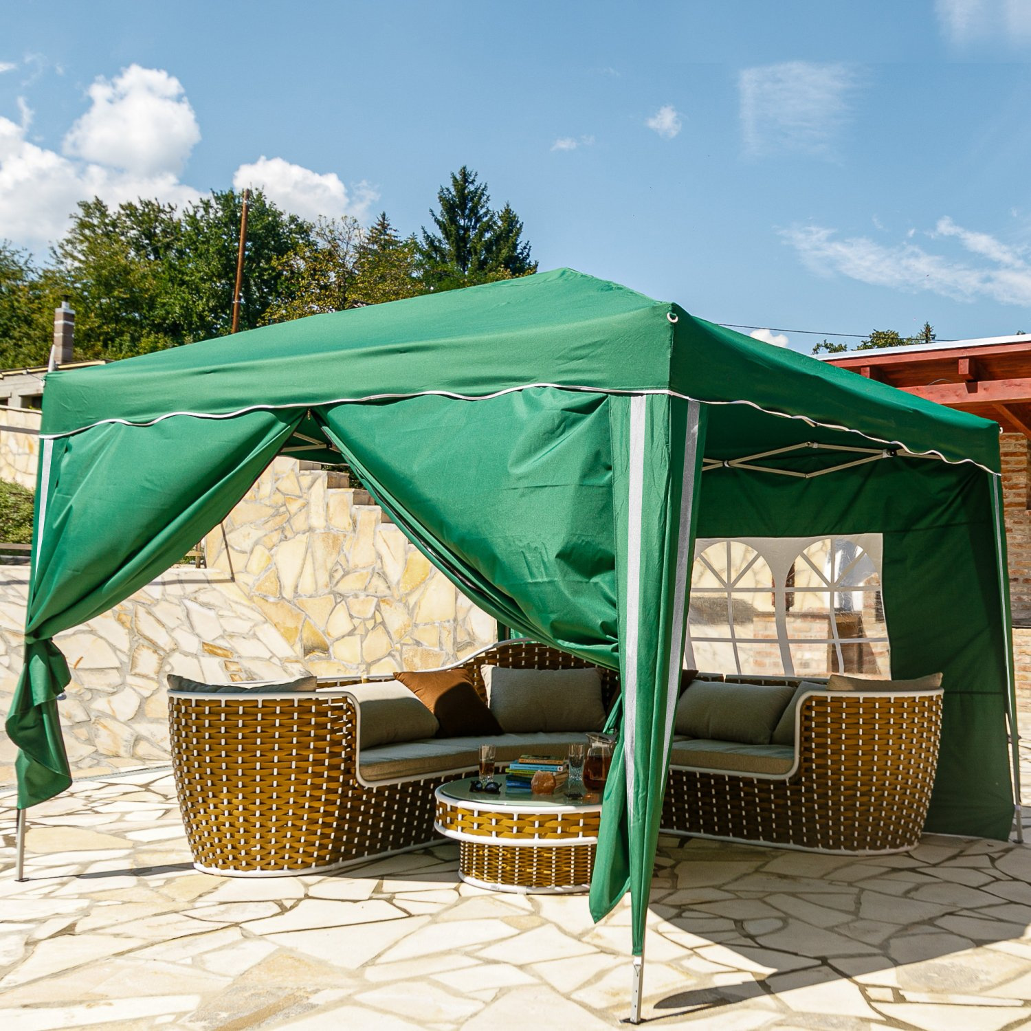 ZIELONY PODGUMOWANY DACH 260g NA PAWILON OGRODOWY 3x3 ALTANKĘ Zielony