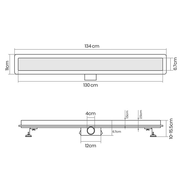 ODPŁYW LINIOWY 130 CM 2w1 PODŁOGOWY SZCZELINOWY POD PŁYTKĘ STAL NIERDZEWNA