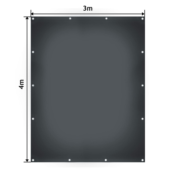 ANTRACYTOWA PLANDEKA 4x3 M 650G/M2 PRZEMYSŁOWA OCHRONNA Z OCZKAMI OKRYCIOWA