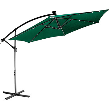 ZIELONY PARASOL OGRODOWY 3,5 M LED Z KORBKĄ