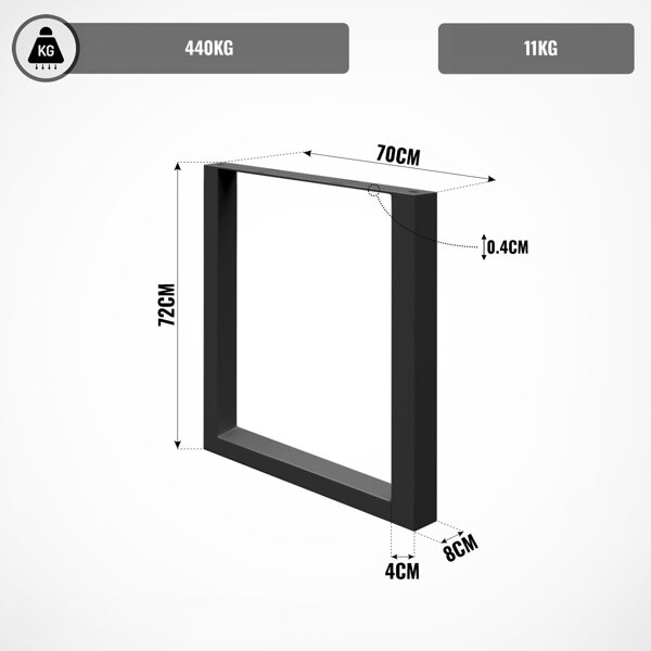 2x METALOWE NOGI 70x72 CM DO STOŁU NOGA STELAŻ RAMA PROFIL 4x8 CM STAL Q235