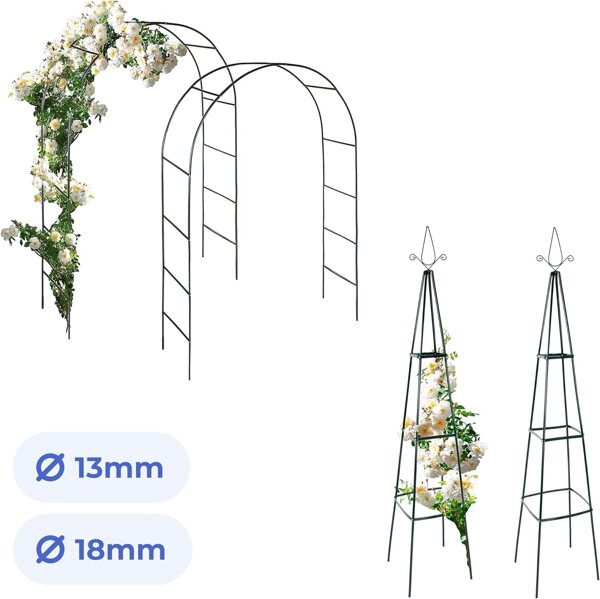 2x PERGOLA OGRODOWA METALOWA ŁUK UCHWYT PODPORA NA RÓŻE ROŚLINY KWIATY