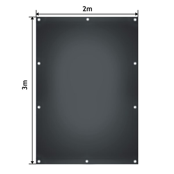 ANTRACYTOWA PLANDEKA 2x3 M 650G/M2 PRZEMYSŁOWA OCHRONNA Z OCZKAMI OKRYCIOWA