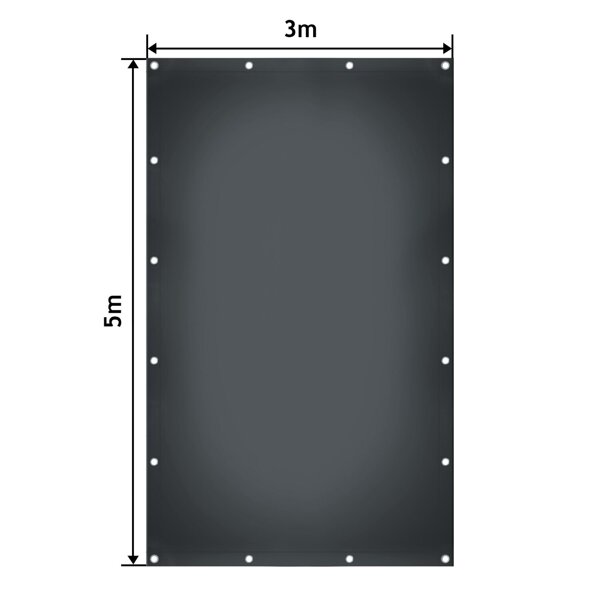 ANTRACYTOWA PLANDEKA 3x5 M 650G/M2 PRZEMYSŁOWA OCHRONNA Z OCZKAMI OKRYCIOWA