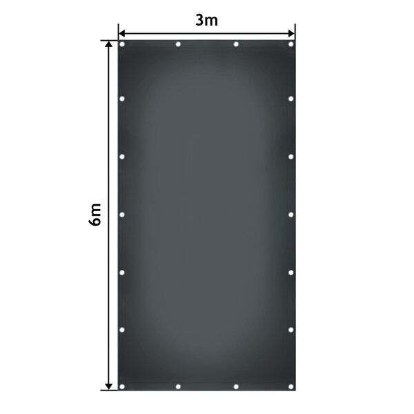 ANTRACYTOWA PLANDEKA 3x6 M 650G/M2 PRZEMYSŁOWA OCHRONNA Z OCZKAMI OKRYCIOWA