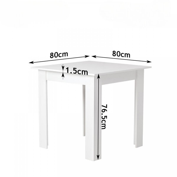 BIAŁY STÓŁ KUCHENNY DO JADALNI SALONU KWADRATOWY 80x80 CM DLA 4 OSÓB