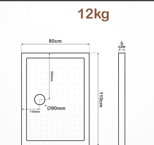 BRODZIK PRYSZNICOWY PROSTOKĄTNY POSADZKOWY 110x80 AKRYLOWY BIAŁY SLIM 5 CM