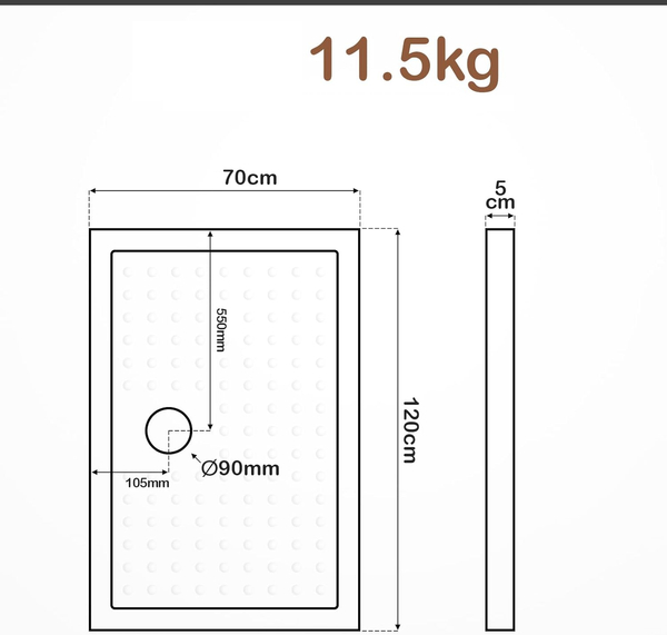 BRODZIK PRYSZNICOWY PROSTOKĄTNY POSADZKOWY 120x70 AKRYLOWY BIAŁY SLIM 5 CM