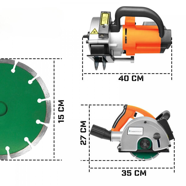 BRUZDOWNICA ELEKTRYCZNA DO BETONU 150MM Z LASEREM FREZARKA + WALIZKA