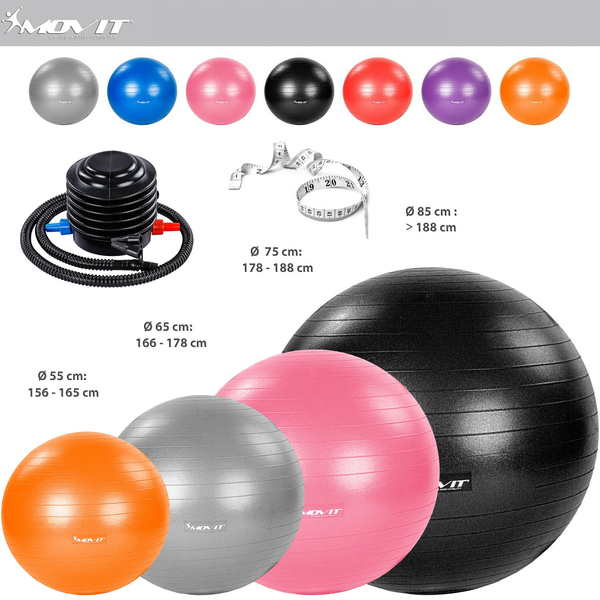 CZARNA PIŁKA FITNESS PILATES YOGA 55 CM POMPKA