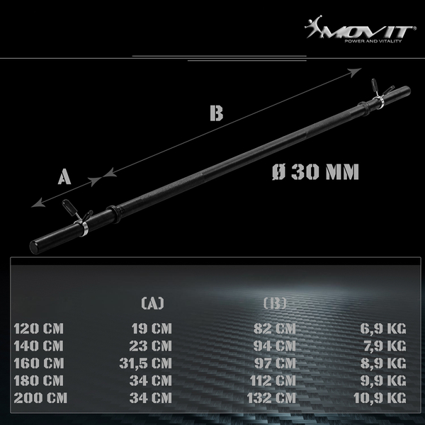 CZARNY GRYF PROSTY GŁADKI 140 CM / 30 MM PEŁNY OLDEW STALI SZTANGA ZACISKI