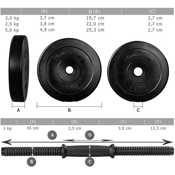 HANTLE REGULOWANE 2 X 20 KG CIĘŻARKI BITUMICZNE ZESTAW 40 KG DO ĆWICZEŃ