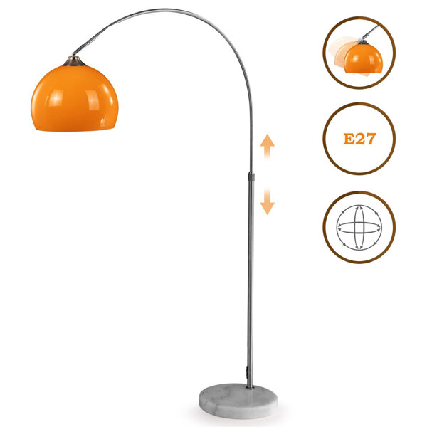 LAMPA PODŁOGOWA ŁUKOWA STOJĄCA KLOSZ POMARAŃCZOWY 25CM REGULOWANA 130-180cm