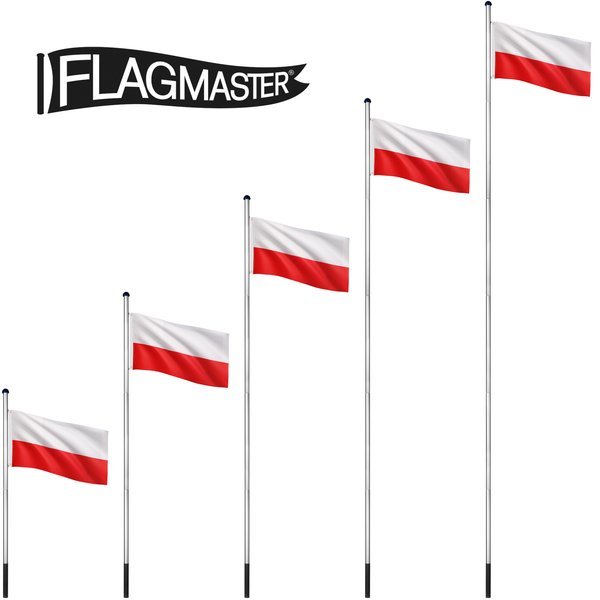 MASZT ALUMINIOWY FLAGOWY 6,5 M MASZT DO FLAGI NARODOWEJ + FLAGA POLSKI