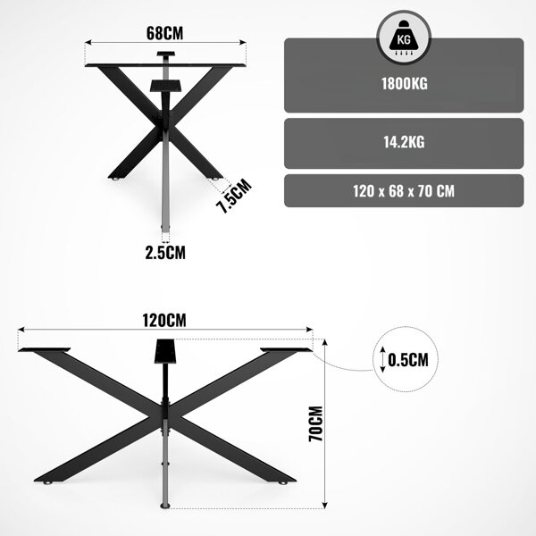 METALOWE NOGI 120 CM DO STOŁU NOGA STELAŻ RAMA PODSTAWA STÓŁ SPIDER