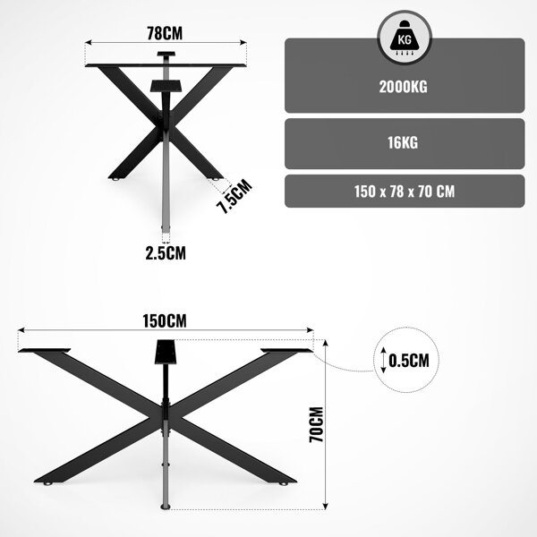 METALOWE NOGI 150 CM DO STOŁU NOGA STELAŻ RAMA PODSTAWA STÓŁ SPIDER