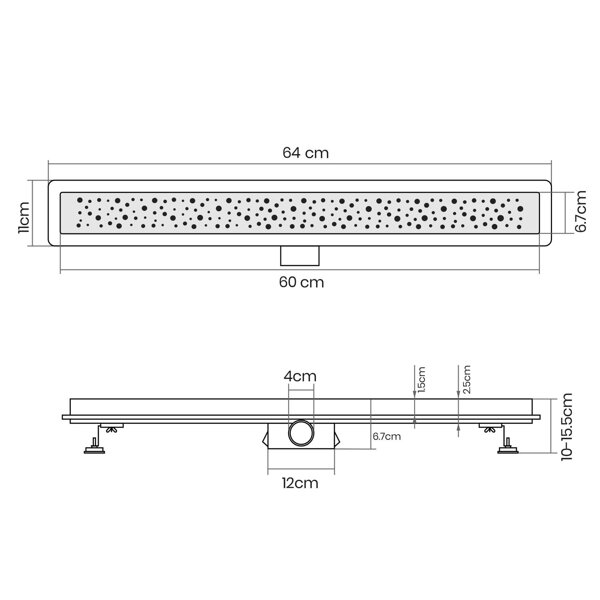 ODPŁYW LINIOWY 60 CM PRYSZNICOWY PODŁOGOWY Z DZIURKAMI SZCZELINOWY STAL