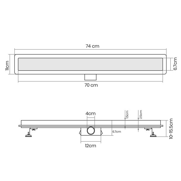 ODPŁYW LINIOWY 70 CM 2w1 PODŁOGOWY SZCZELINOWY POD PŁYTKĘ STAL NIERDZEWNA