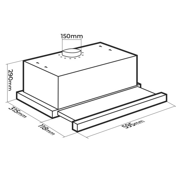 OKAP PODSZAFKOWY DO ZABUDOWY KUCHENNY 60 CM LED 2x FILTR STAL NIERDZEWNA