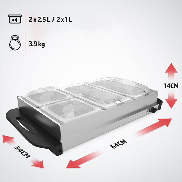 PODGRZEWACZ BUFETOWY BEMAR WIELOFUNKCYJNY DO POTRAW ŻYWNOŚCI 2x2,5L + 2x1L