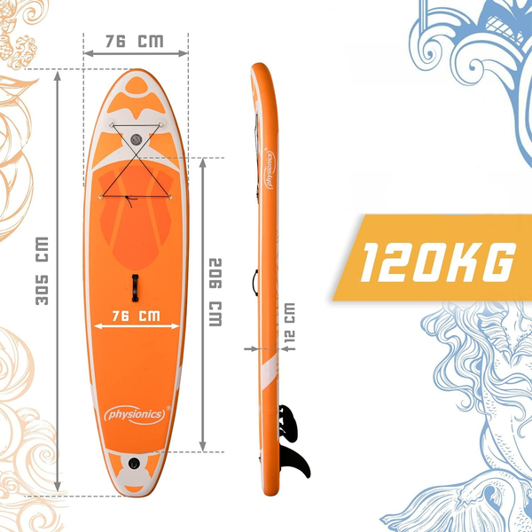 POMARAŃCZOWA DESKA SUP 305 CM STAND UP PADDLE BOARD DO PŁYWANIA POMPOWANA