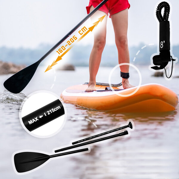 POMARAŃCZOWA DESKA SUP 320 CM STAND UP PADDLE BOARD DO PŁYWANIA POMPOWANA