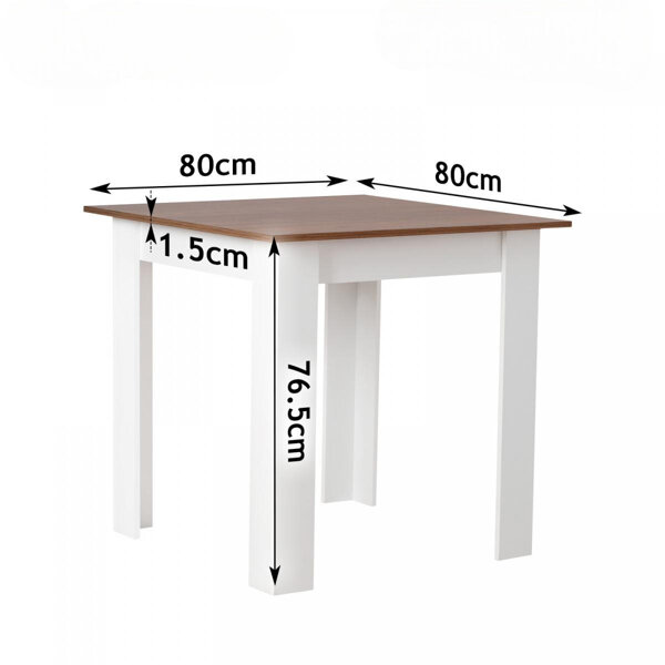 STÓŁ KUCHENNY DO JADALNI SALONU KWADRATOWY 80x80 CM DLA 4 OSÓB BRĄZOWY BLAT