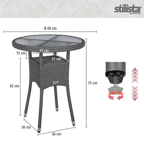 STOLIK KAWOWY OKRĄGŁY 60 CM TECHNORATTAN BALKON