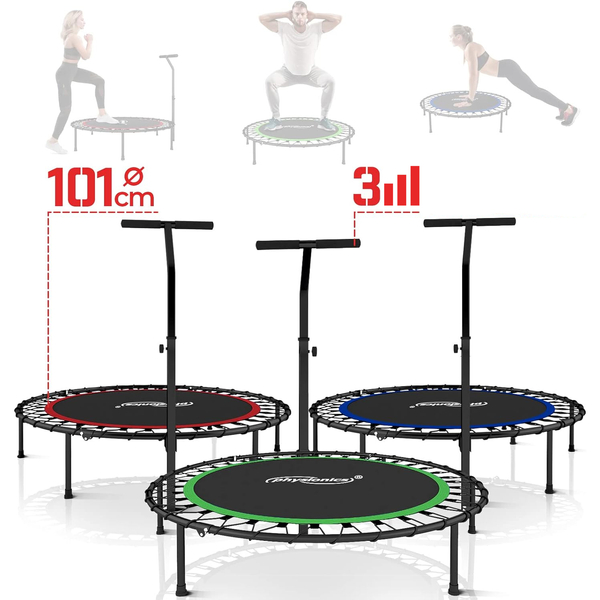 TRAMPOLINA 101 CM FITNESS Z UCHWYTEM T CZERWONA