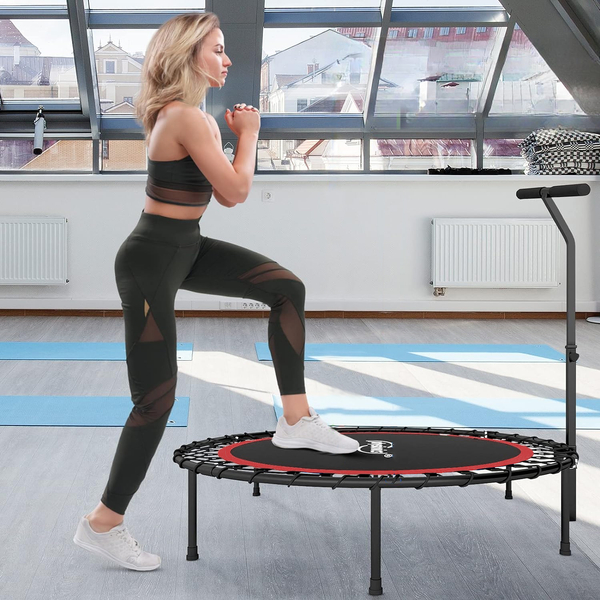 TRAMPOLINA 101 CM FITNESS Z UCHWYTEM T CZERWONA