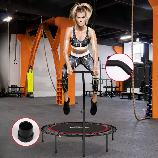 TRAMPOLINA 101 CM FITNESS Z UCHWYTEM T CZERWONA