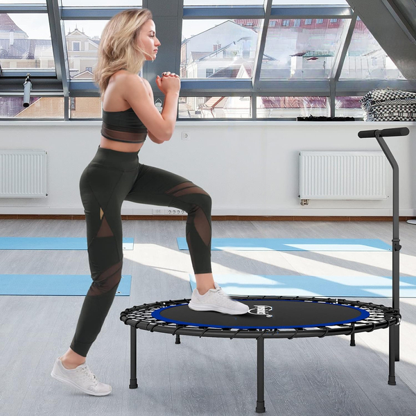 TRAMPOLINA 101 CM FITNESS Z UCHWYTEM T NIEBIESKA