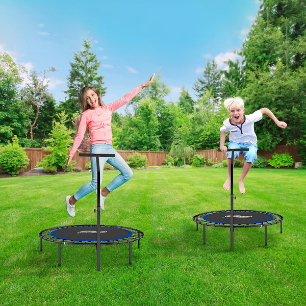 TRAMPOLINA 101 CM FITNESS Z UCHWYTEM T NIEBIESKA