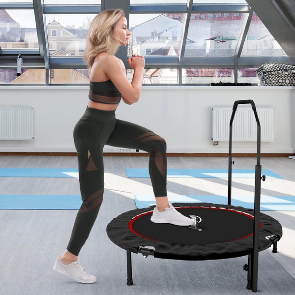 TRAMPOLINA 101 CM FITNESS Z UCHWYTEM U CZERWONA