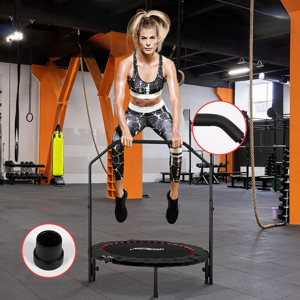 TRAMPOLINA 101 CM FITNESS Z UCHWYTEM U CZERWONA