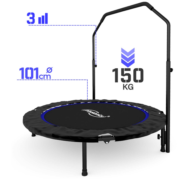 TRAMPOLINA 101 CM FITNESS Z UCHWYTEM U NIEBIESKA