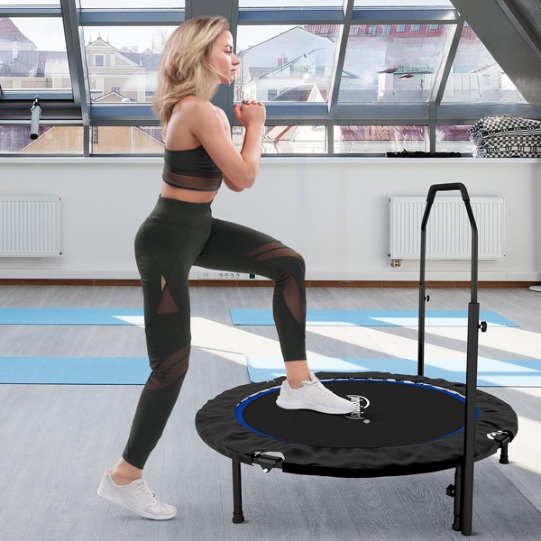 TRAMPOLINA 101 CM FITNESS Z UCHWYTEM U NIEBIESKA