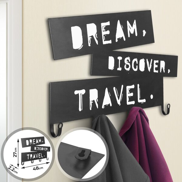 WIESZAK WISZĄCY METALOWY LISTWA NA UBRANIA DREAM DISCOVER TRAVEL