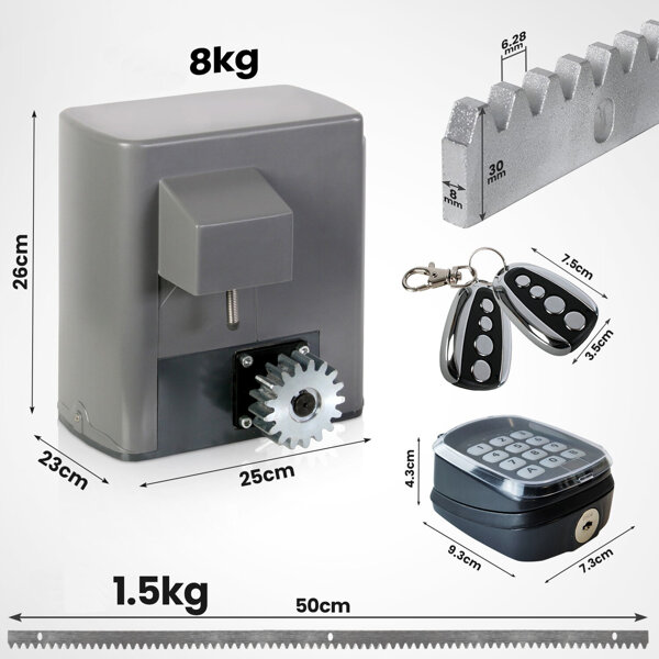 ZESTAW NAPĘDOWY DO BRAMY PRZESUWNEJ CZARNY NAPĘD DO 600 KG 280W 2x PILOT