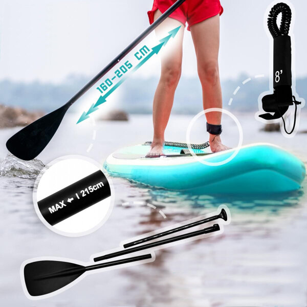 ZIELONA DESKA SUP 305 CM STAND UP PADDLE BOARD DO PŁYWANIA POMPOWANA