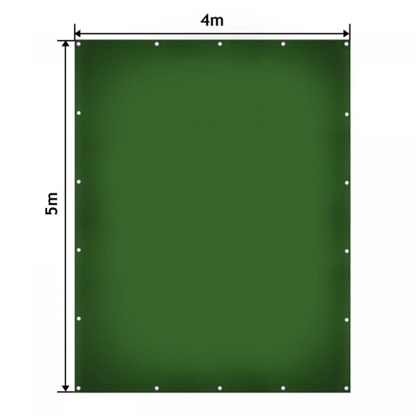 ZIELONA PLANDEKA 4x5 M 650G/M2 PRZEMYSŁOWA OCHRONNA Z OCZKAMI OKRYCIOWA