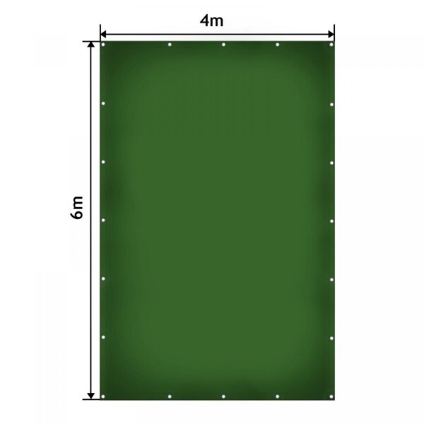 ZIELONA PLANDEKA 4x6 M 650G/M2 PRZEMYSŁOWA OCHRONNA Z OCZKAMI OKRYCIOWA