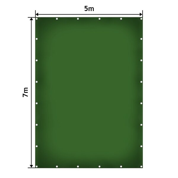 ZIELONA PLANDEKA 5x7 M 650G/M2 PRZEMYSŁOWA OCHRONNA Z OCZKAMI OKRYCIOWA