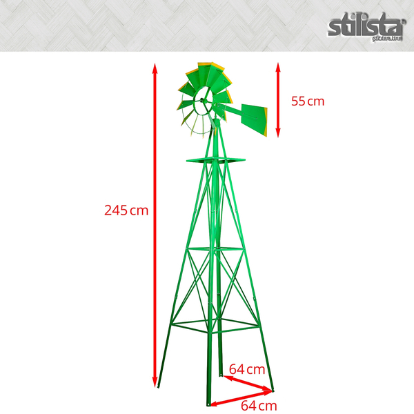 ZIELONY WIATRAK OGRODOWY 245 CM USA-STYLE DEKORACJA NA OGRÓD