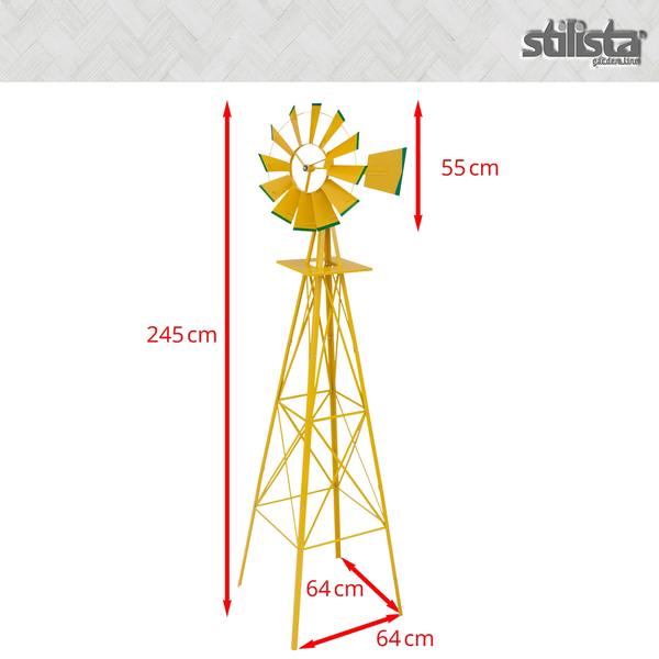 ŻÓŁTY WIELKI WIATRAK 245 CM DEKORACJA NA OGRÓD