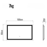  LUSTRO 100x60 CM ŁAZIENKOWE WISZĄCE ŚCIENNE Z OŚWIELTENIEM LED + ANTI-FOG