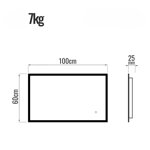  LUSTRO 100x60 CM ŁAZIENKOWE WISZĄCE ŚCIENNE Z OŚWIELTENIEM LED + ANTI-FOG