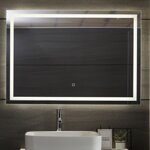  LUSTRO 100x80 CM ŁAZIENKOWE WISZĄCE ŚCIENNE Z OŚWIELTENIEM LED + ANTI-FOG