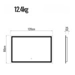  LUSTRO 120x80 CM ŁAZIENKOWE WISZĄCE ŚCIENNE Z OŚWIELTENIEM LED + ANTI-FOG