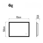  LUSTRO 50x70 CM ŁAZIENKOWE WISZĄCE ŚCIENNE Z OŚWIELTENIEM LED + ANTI-FOG